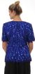 Round Neck Half Sleeves Sequined Blouse back in Royal Blue